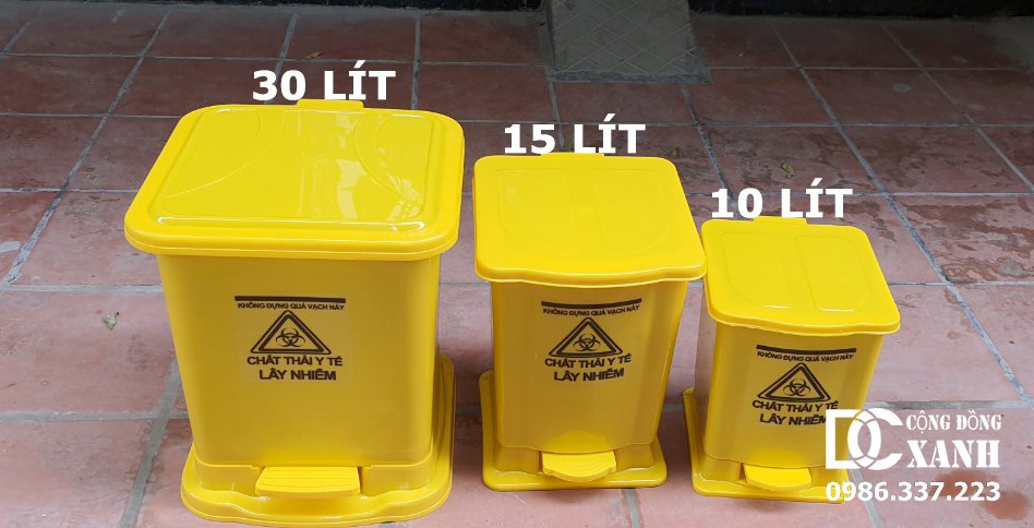 Thùng rác y tế 15l, 10l và 30l với đa dạng màu sắc phân loại chất thải