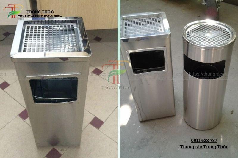 Tổng hợp các mẫu thùng rác inox gạt tàn đa dạng kiểu dáng tại thị trường Đà Nẵng