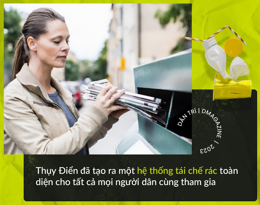 Trạm thu gom và phân loại rác thải sinh hoạt dễ tiếp cận tại khu dân cư Thụy Điển