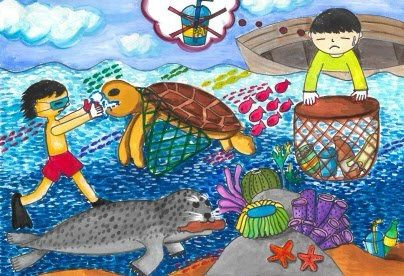 Tranh ảnh bảo vệ môi trường đơn giản nhưng đẹp, truyền tải thông điệp sống xanh.