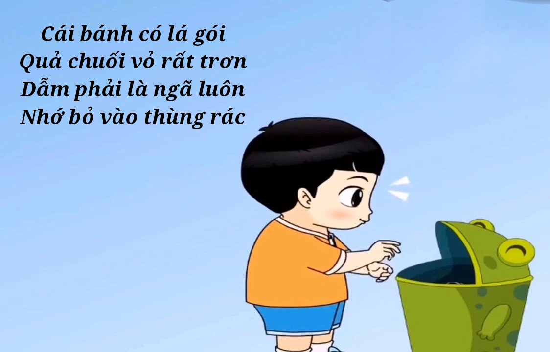 Tranh minh họa thông điệp bảo vệ môi trường, không vứt rác ra đường