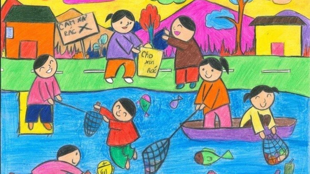 Tranh vẽ tuyên truyền về nước sạch