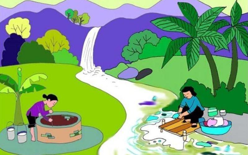 Trẻ em cùng nhau chăm sóc cây xanh