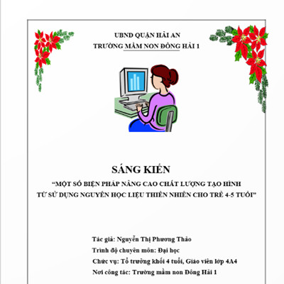 Trẻ em sáng tạo với vật liệu tự nhiên, một trong những biện pháp bảo vệ môi trường thông qua giáo dục và tái sử dụng nguyên liệu.