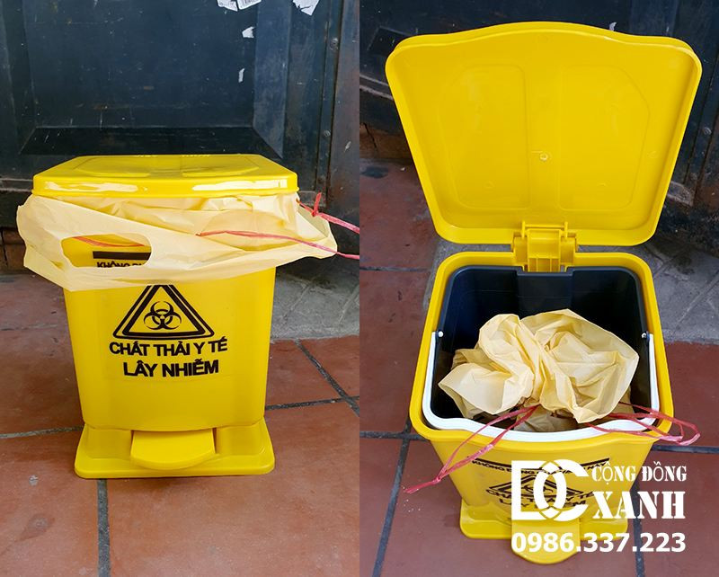 Túi đựng chất thải y tế chuyên dụng với dây buộc, phù hợp cho thùng rác y tế 15l