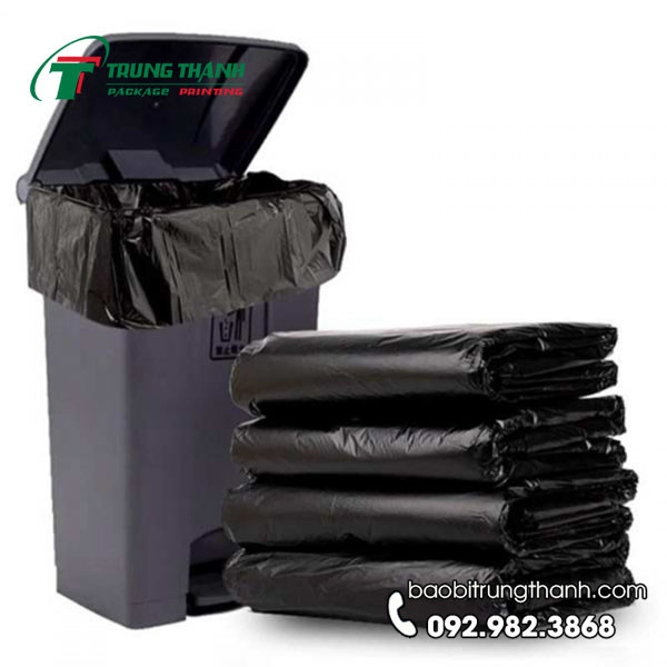 Túi đựng rác công nghiệp HDPE đen đa dạng kích thước cho các loại thùng rác