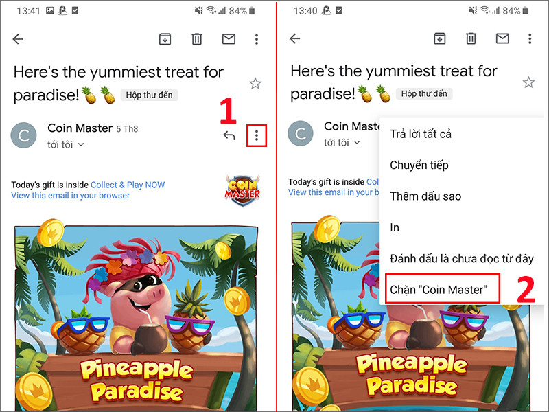 Tùy chọn chặn người gửi thư rác trong Gmail trên điện thoại
