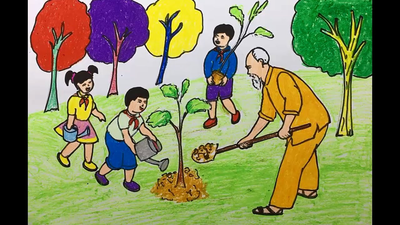 Vẽ tranh bảo vệ môi trường bằng bút chì màu