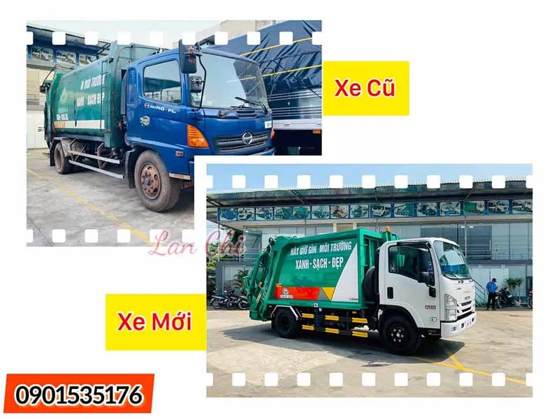 Xe cuốn ép rác cũ đang hoạt động trong môi trường đô thị, minh họa những rủi ro tiềm ẩn