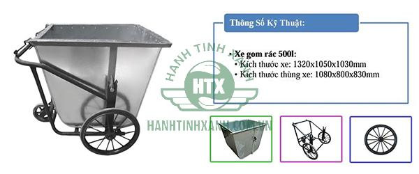 Xe đẩy rác bằng tôn dung tích 500 lít của Paloca, màu xanh, khung thép chắc chắn