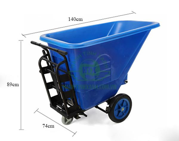 Xe đẩy rác nhựa HDPE dung tích 350 lít của Paloca, màu xanh dương
