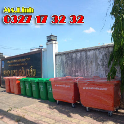 Xe đẩy rác và thùng rác công viên dung tích lớn 660 lít