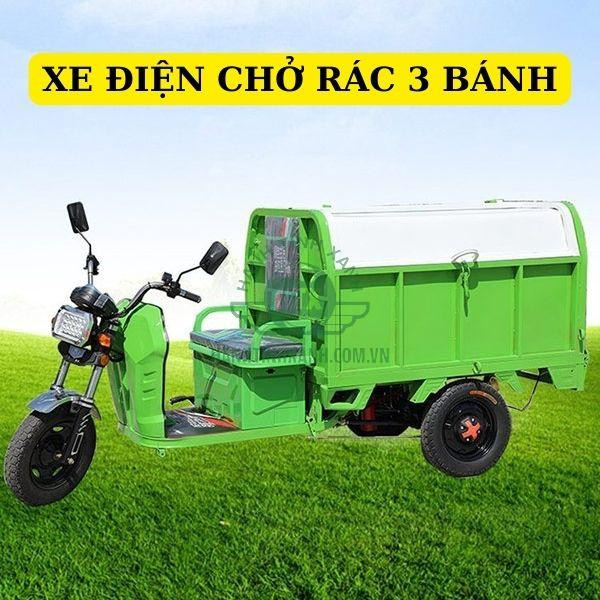Xe điện chở rác 3 bánh với màu xanh thân thiện
