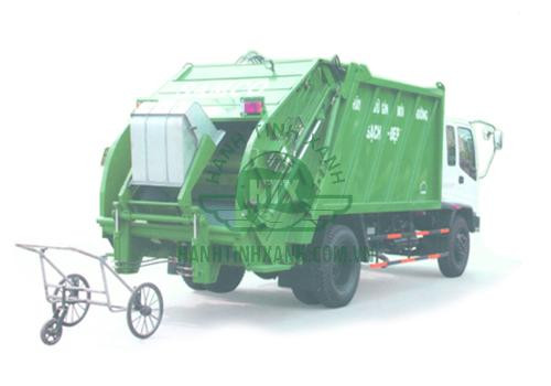 Xe gom rác 400 lít với khả năng tương thích cao với xe cuốn ép rác