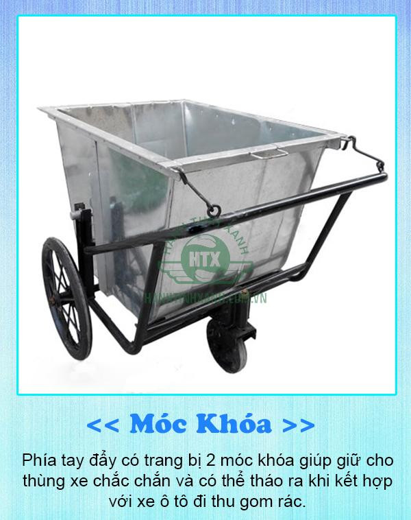 Xe gom rác 500L đẩy tay 3 bánh với thiết kế bền bỉ