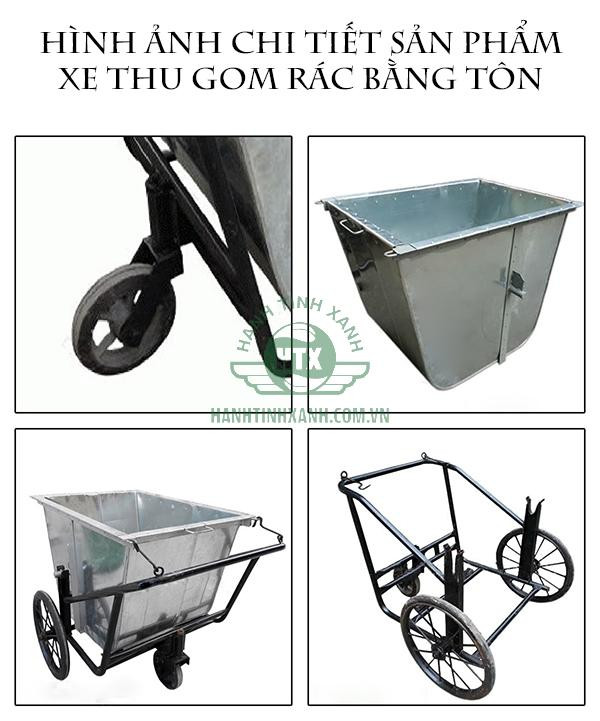 Xe thu gom rác 400 lít bằng tôn đang hoạt động