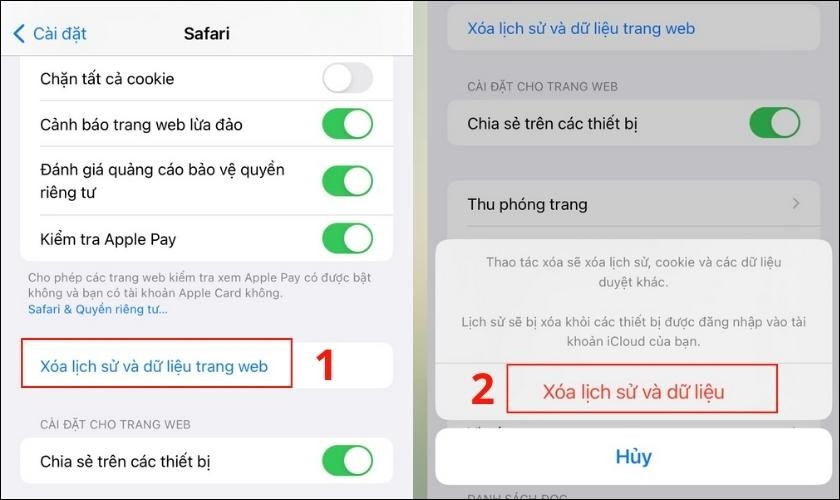 Xóa lịch sử duyệt web Safari giúp dọn rác iPhone và tăng tốc độ
