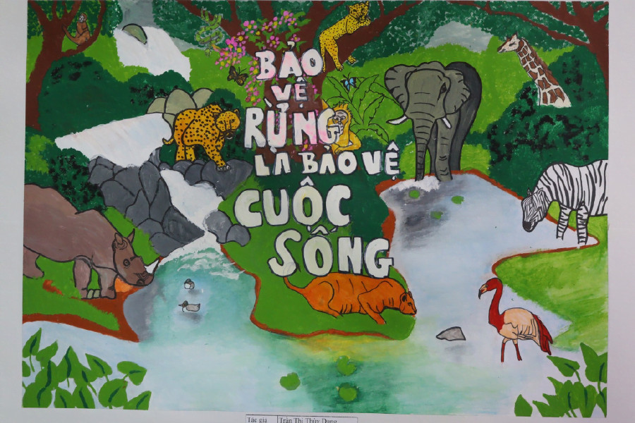Ý tưởng vẽ tranh bảo vệ môi trường rừng với thông điệp không chặt cây